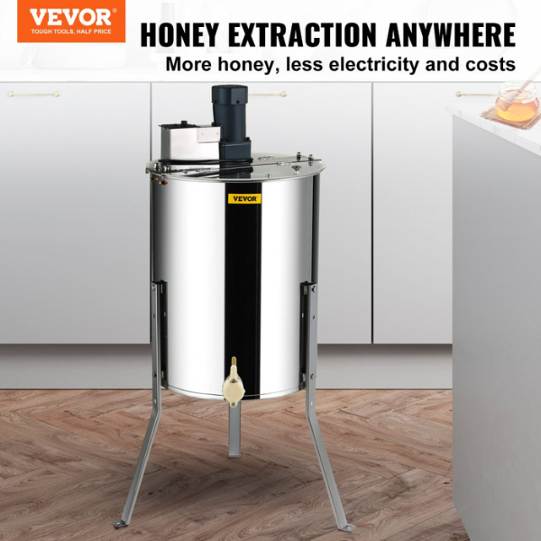 Extracteur de miel électrique en acier inox 4/8 cadres centrifugeuse séparateur miel avec couvercle 140 w hauteur réglable pour apiculture